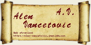Alen Vančetović vizit kartica